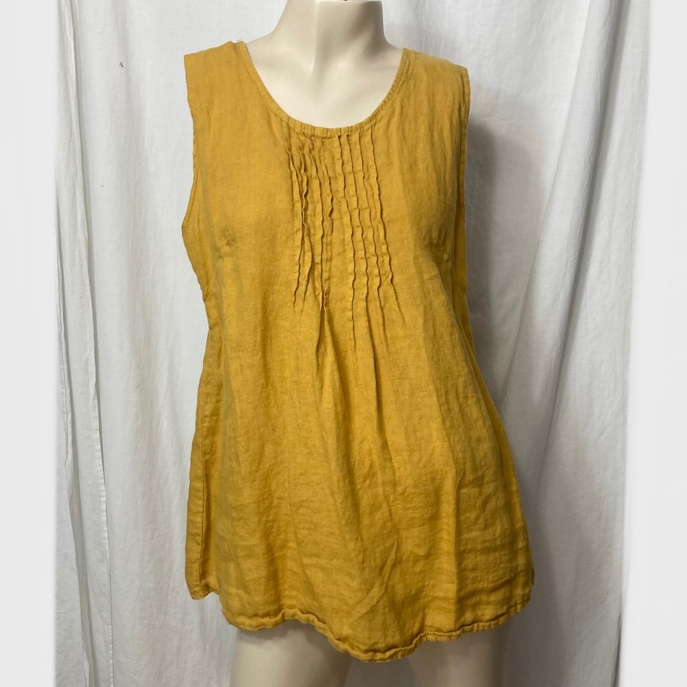 Laura Bianchi 100% linen turmeric marigold yellow top medium made in Italy